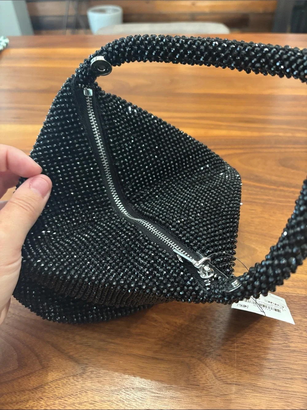 NWT New I.N.C. International Concepts Black Doris Sparkle Mesh Pouch Purse